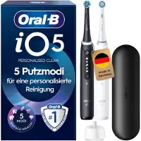 Oral-B Elektrische tandenborstel IO 5 Duopack met magnet technologie, led-display, 5 reinigingsstanden, reisetui
