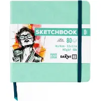 Darwi DFY - Schetsboek - 14 x 14 cm - 140 g - Mint groen - 80 vellen