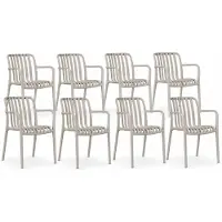 DS4U - Max tuinstoel - Set van 8 - Beige - Kunststof - Met armleuning