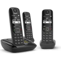 Gigaset AS690 Trio, DECT-telefoon, Draadloze headset, Luidsprekerfunctie, 100 nummers, Identificatie van de beller, Zwart