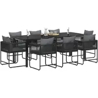 vidaXL Tuin Eettafel Set 9 st Zwart en Anthraciet poly rattan