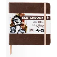 Darwi DFY - Schetsboek - 14 x 14 cm - 140 g - Bruin - 80 vellen