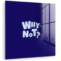 MuchoWow Glasschilderij 90x90 cm - Schilderij acrylglas - Blauw - Why not - Minimalistisch - Foto op glas - Muurdecoratie woonkamer - Wanddecoratie slaapkamer - Schilderijen
