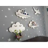 Moliland Elegance Serie - Wolk Planken en Haken Set - Scandinavisch Design - Wit MDF