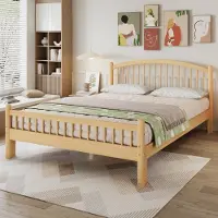 Sweiko Houten bed - 140 x 200 cm - Minimalistisch tweepersoonsbed - Natuurkleur