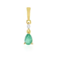 Cavill - Zilveren Hanger 925 Sterling Zilver Verguld - Colombiaanse Peervormige Smaragd 0,26 ct + Marquise Zirkoon 0,038 ct - Luxe Elegante Sieraden