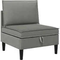 vidaXL Midden Sofa met Opbergruimte Donkergrijs Fluweel