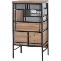 MCW Apothekerskast -Q77, kast met verschillende lades en etikettenhouders, industriële vintage/shabby-stijl, hout en metaal, 85x45x35 cm
