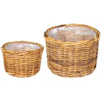vidaXL Plantenmand met opslag 2 st Natuurlijk Bruin Kubu Rattan