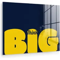 MuchoWow Glasschilderij 40x30 cm - Schilderij acrylglas - Think big - Blauw - Geel - Foto op glas - Muurdecoratie woonkamer - Wanddecoratie slaapkamer - Schilderijen