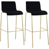 CLP Hover Barkrukken Set van 2 - Stapelbaar - Goudkleurig Onderstel - 150 kg - Stof - zwart/goud