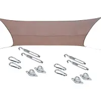 Hespéride Polyester schaduwdoek/zonnescherm Curacao rechthoekig taupe 3 x 4 meter - inclusief bevestiging haken set