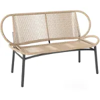 Outsunny Rattan Loungestoel - Geweven PE-hars, Metaal - 138 x 62 x 83 cm - Natuurlijk Hout