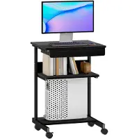 HOMCOM Computerbureau-Spaanplaat, metaal-56L x 51B x 79H cm-Zwart