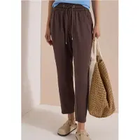 Cecil Dames Mid Waist Slim Leg broek in Loose Fit - Bruin - L