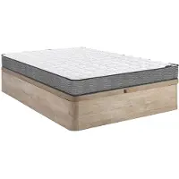 Vente-unique Set 140 x 190 cm bedbodem met opbergruimte, licht houteffect + matras met pocketveren, dikte 19 cm - KIJAL van YSMÉE