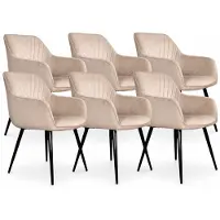 DS4U - Gaby eetkamerstoel - Set van 6 - Champagne - Velvet - Armleuningen