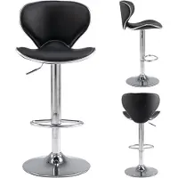 FOXSPORT Barkruk - barstoel - 20cm in hoogte verstelbaar - met rugleuning en voetensteun - Draaibare barstoelen - 360°Draaibaar - bistro kruk - Zwart