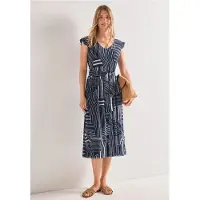 Street One Dames Midi-jurk van mesh met print - Blauw - 46