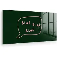 MuchoWow Glasschilderij 120x60 cm - Schilderij acrylglas - Tekstwolkje - Donkergroen - BLAH BLAH BLAH - Foto op glas - Muurdecoratie woonkamer - Wanddecoratie slaapkamer - Schilderijen