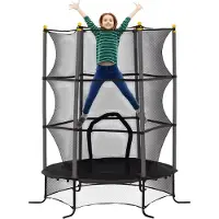 Happiq Kindertrampoline Ø163 cm – Tuintrampoline voor Kinderen 3-10 Jaar – Zwart