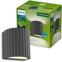 Philips Zyra Wandlamp - Buitenverlichting - Schijnt in twee richtingen - Warmwit licht: 2700K - Antraciet - Aluminium - PowerShield coating - Lange levensduur
