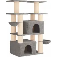 vidaXL Kattentoren met sisal krabpalen Lichtgrijs 147 cm 2 st