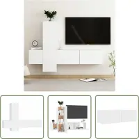 The Living Store vidaXL Televisiekast - Tv-meubel - 3-delige Tv-meubelset bewerkt hout wit - Salontafel - Houten Tv-meubel - Wit Tv-meubel