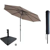 Kopu valencia parasol rond 300 cm met beschermhoes en voet taupe