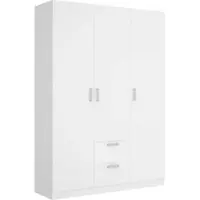 Dmora Ales - Kledingkast 3 Deuren, 150x52 cm Wit, 2 Lades