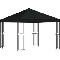 vidaXL Prieel 3 x 3 m Zwart Polyester en Staal 190 gsm