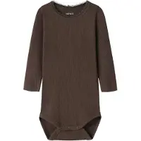 Name it BABY romper chocoladebruin Meisjes Stretchkatoen Ronde hals Effen - maat 68