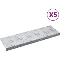 vidaXL Trapmatten 5 st 60 x 18 x 2,5 cm Zilver Aluminium Rechthoekig