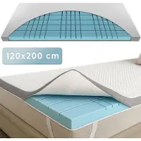 CozySense – CubeTech Topper Topdekmatras – 120 x 200 cm – 100+ Comfort Cubes - Verkoelende Gel - Wasbare Hoes – Wit Traagschuim En Textiel