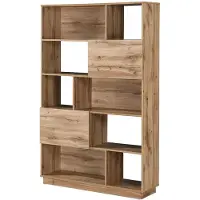 Vente-unique Boekenkast met 2 deuren en 8 nissen - Naturel - CEVANIA