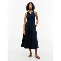 Tommy Hilfiger Jurk 'Gold-tone Button Sleeveless Maxi' navy