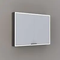 Thebalux Exclusief Sunny Solana opbouwspiegelkast 100x70cm 2 deurs 120W eiken donker