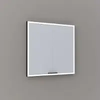 Thebalux Exclusief Sunny Solana inbouwspiegelkast 80x70cm 2 deurs 117W zwart mat