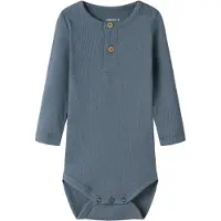 Name it BABY romper grijsblauw Jongens Stretchkatoen Ronde hals Effen - maat 56
