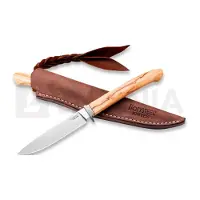 Lionsteel Ago AG1-UL Olive Wood, Titanium Guard, vaststaand mes