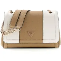 GUESS schoudertas Noelle II Convertible Xbody Flap Bag Cream White / Beige Taupe