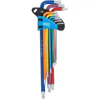 Bgs Stiftsleutelset - meerkleurig - extra lang - Torx met kogelkop T10 - T50 - 9 delig