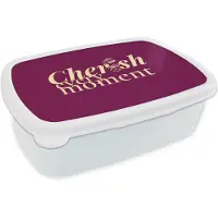 MuchoWow Broodtrommel Wit - Lunchbox Cherish every moment - Cocktailglas - Bordeaux - Brooddoos 18x12x6 cm - Brood lunch box - Broodtrommels voor kinderen en volwassenen