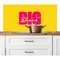 KitchenYeah Spatscherm keuken 120x60 cm - Kookplaat achterwand Dream big - Geel - Roze - Muurbeschermer - Spatwand fornuis - Hoogwaardig aluminium