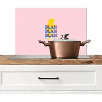 KitchenYeah Spatscherm keuken 60x40 cm - Kookplaat achterwand Blah - Bliksem - Roze - Muurbeschermer - Spatwand fornuis - Hoogwaardig aluminium