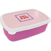 MuchoWow Broodtrommel Roze - Lunchbox Grl pwr - Roze - Kader - Brooddoos 18x12x6 cm - Brood lunch box - Broodtrommels voor kinderen en volwassenen