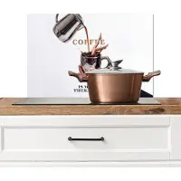 KitchenYeah Spatscherm keuken 60x40 cm - Kookplaat achterwand Koffie - Mok - Kan - Therapie - Muurbeschermer - Spatwand fornuis - Hoogwaardig aluminium