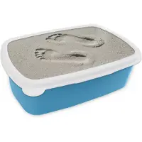 MuchoWow Broodtrommel Blauw - Lunchbox Voeten - Zand - Zee - Brooddoos 18x12x6 cm - Brood lunch box - Broodtrommels voor kinderen en volwassenen