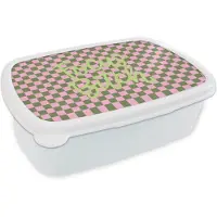 MuchoWow Broodtrommel Wit - Lunchbox Focus - Vakken - Roze - Brooddoos 18x12x6 cm - Brood lunch box - Broodtrommels voor kinderen en volwassenen