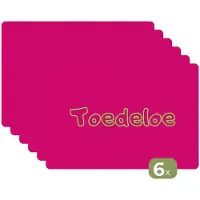KitchenYeah Placemats - 6 stuks - 45x30 cm - Placemat kunststof - Toedeloe - Groen - Roze - Borden onderleggers - Decoratie voor op tafel - Keuken tafeldecoratie accessoires - Vinyl onderlegger - Tafelversiering